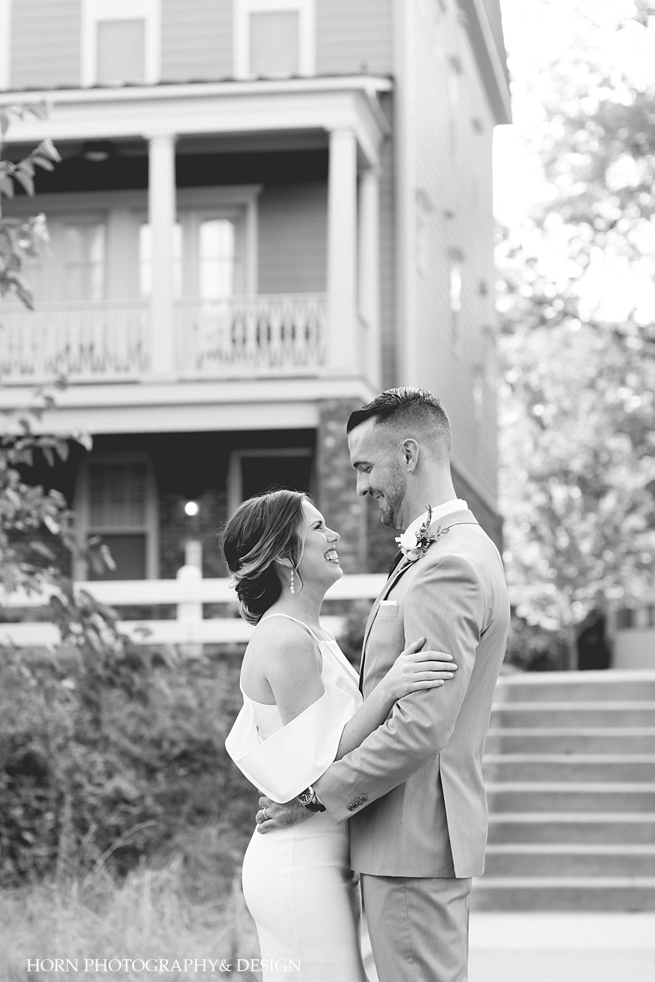 Bride and Groom pose for Military Elopement in Inman Park