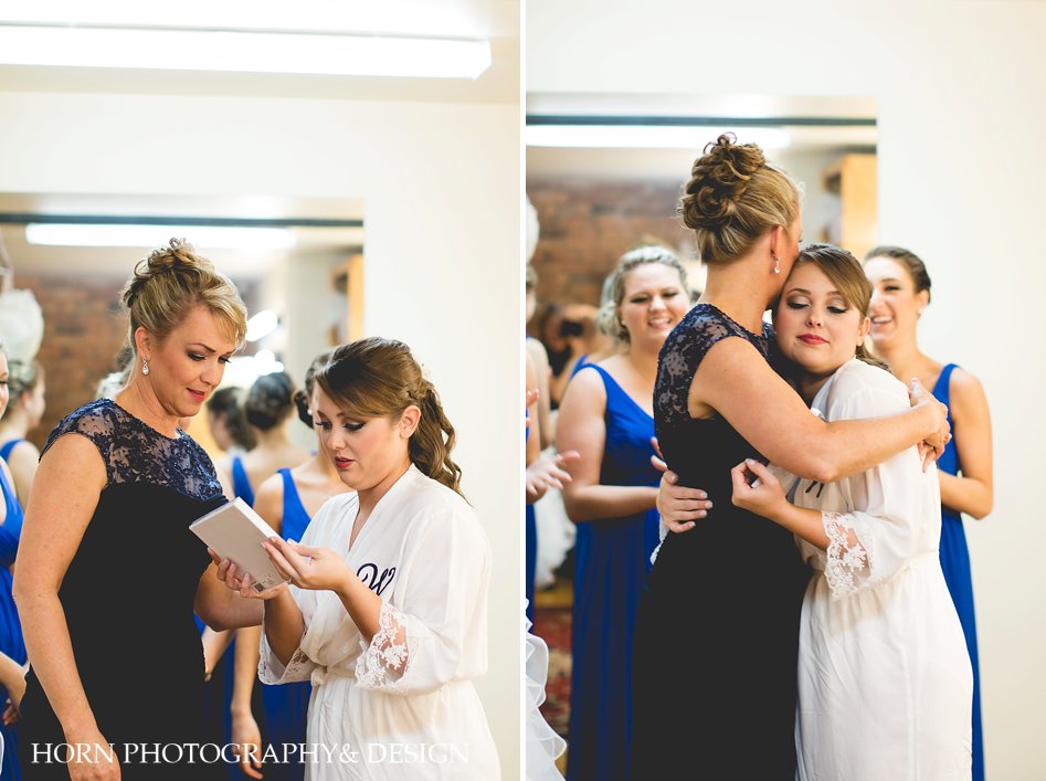 Bride and mother of bride embracing