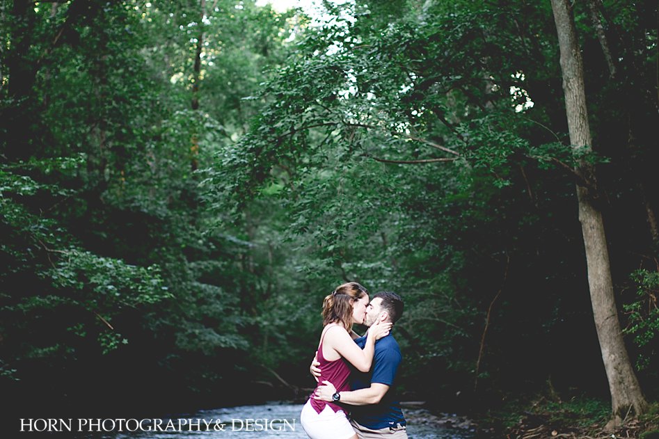 Engagement shoot couple kissing in Atlanta GA