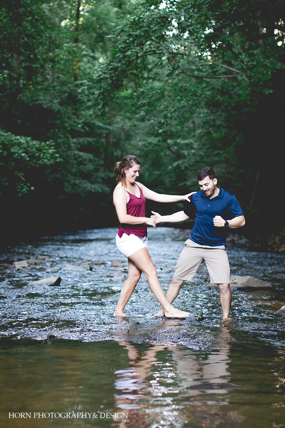 Engaged Couple in Middle of River