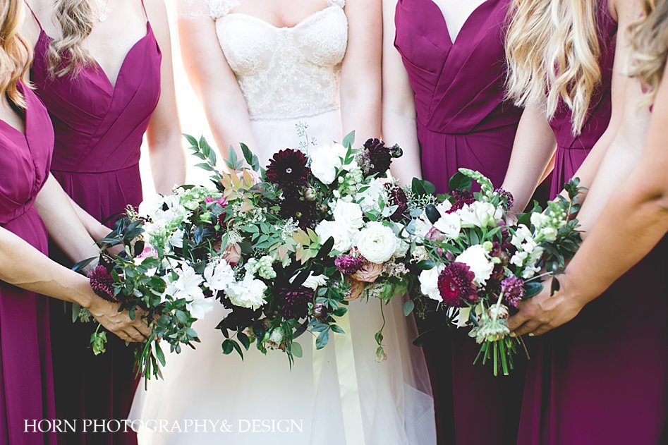 Bridesmaids florals posing how to Horn Photography and design