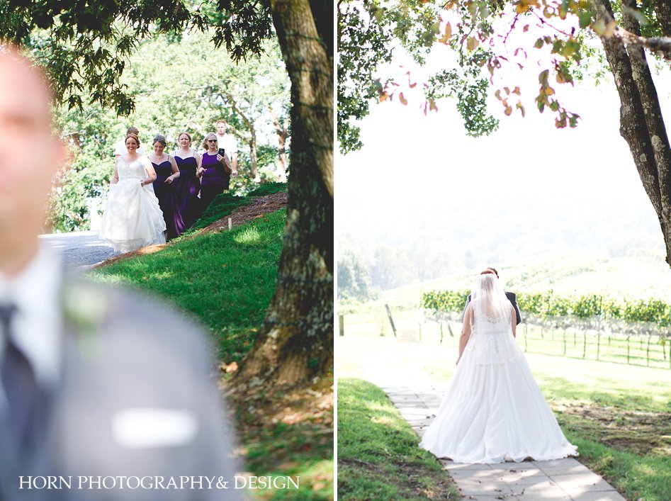 first look photos Montaluce Winery and Vineyard wedding dahlonega ga Horn Photography and Design