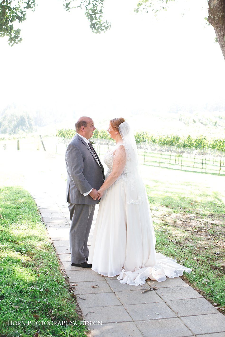 bride and groom see each other for the first time photos Montaluce Winery and Vineyard wedding dahlonega ga Horn Photography and Design