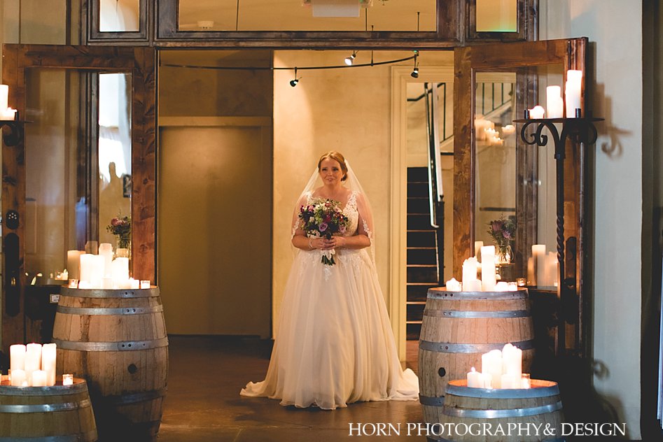 production room wedding intimate candle lit venue montaluce winery wedding Dahlonega Georgia, North Georgia, Horn photography and design, husband and wife team