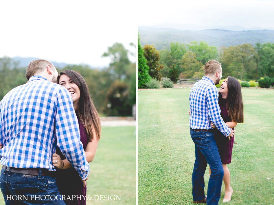 couple interacts, how to pose, Dahlonega engagement shoot , Horn Photography and Design, Fall