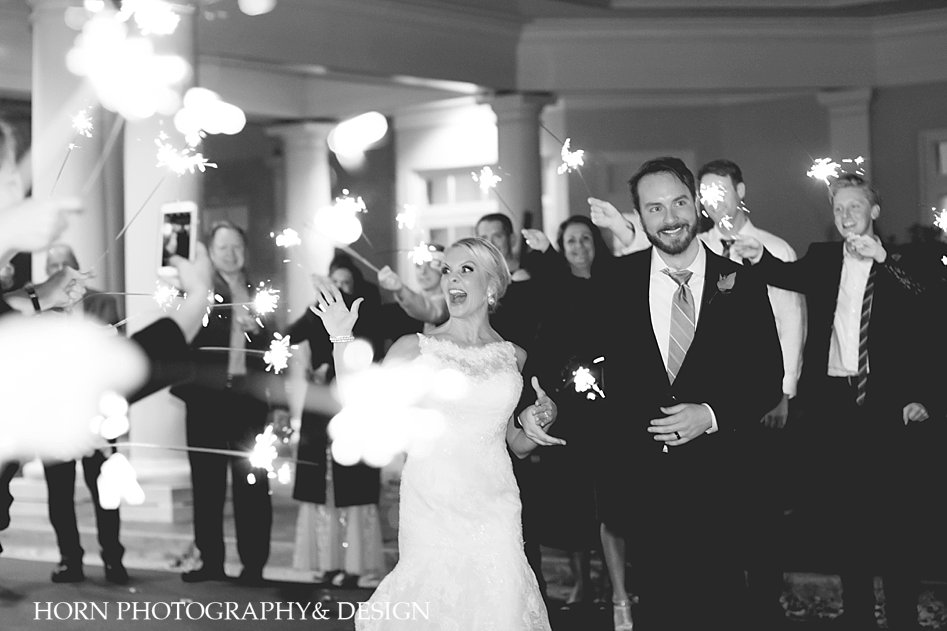 Chattahoochee Country Club Wedding Sparkler Send off black and white photo