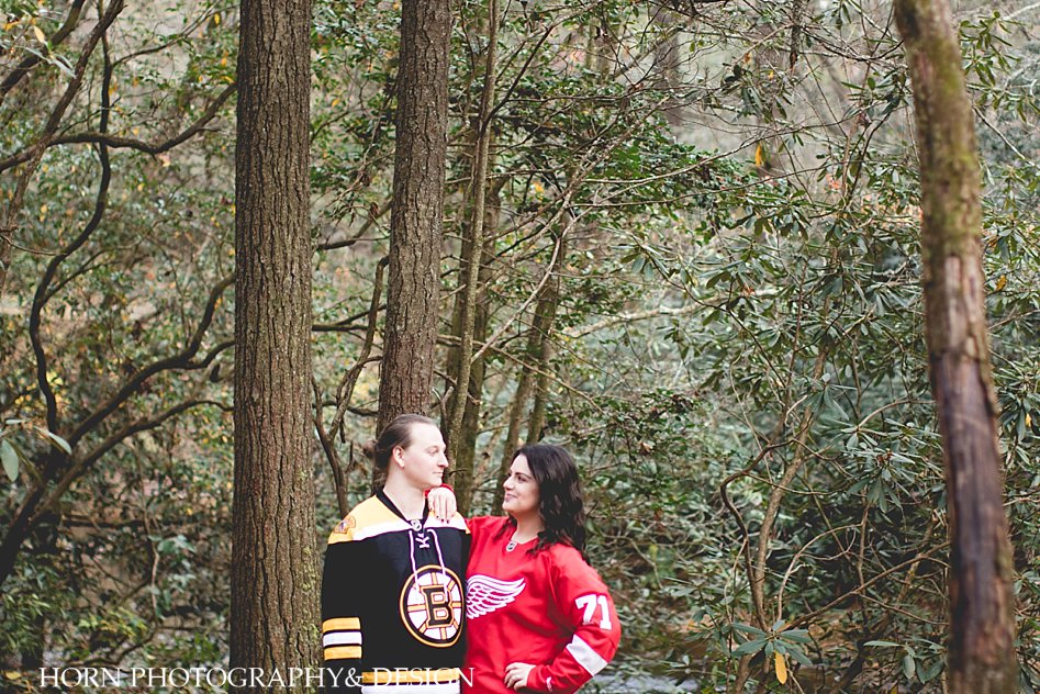 Adventurous couples photography Waterfall Engagement Shoot