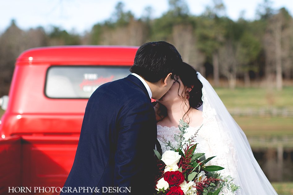 vintage red truck Walters Barn Wedding Horn Photography and Design