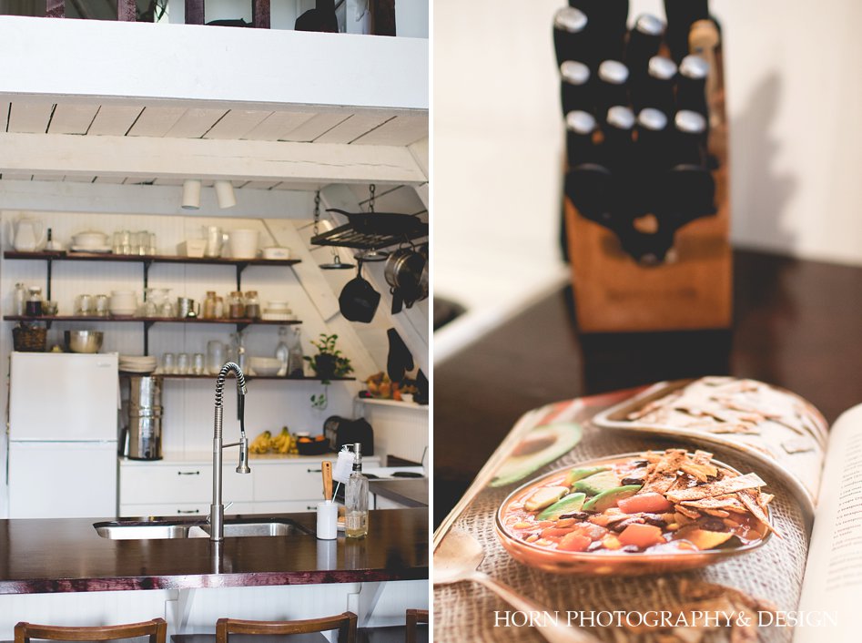 modern wooden bar stools open Kitchen: Before & After Tiny House living Dahlonega Photographer open shelving