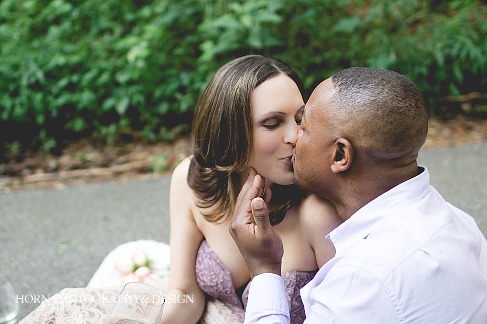 interracial couple kissing Dahlonega Engagement