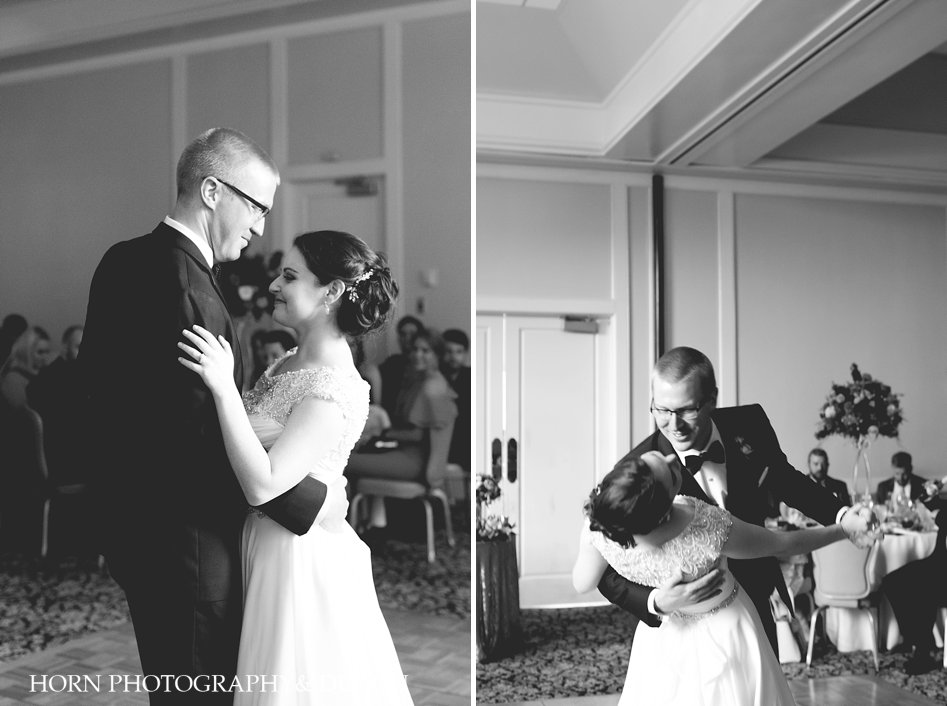 black and white wedding photography bride and groom first dance
