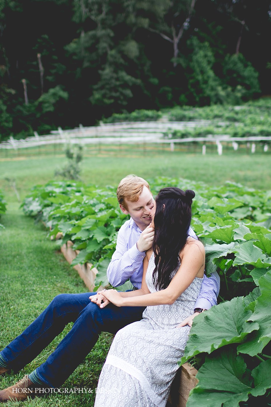 vineyard GA Vineyard montaluce Dahlonega ga engagement couple kisses on garden