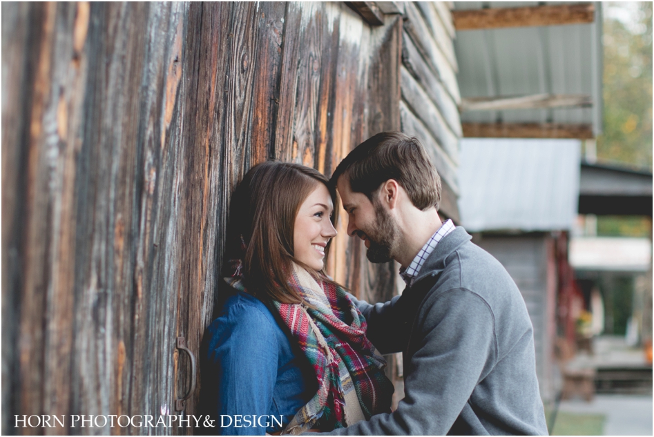 Layered Looks fall engagement session by barn