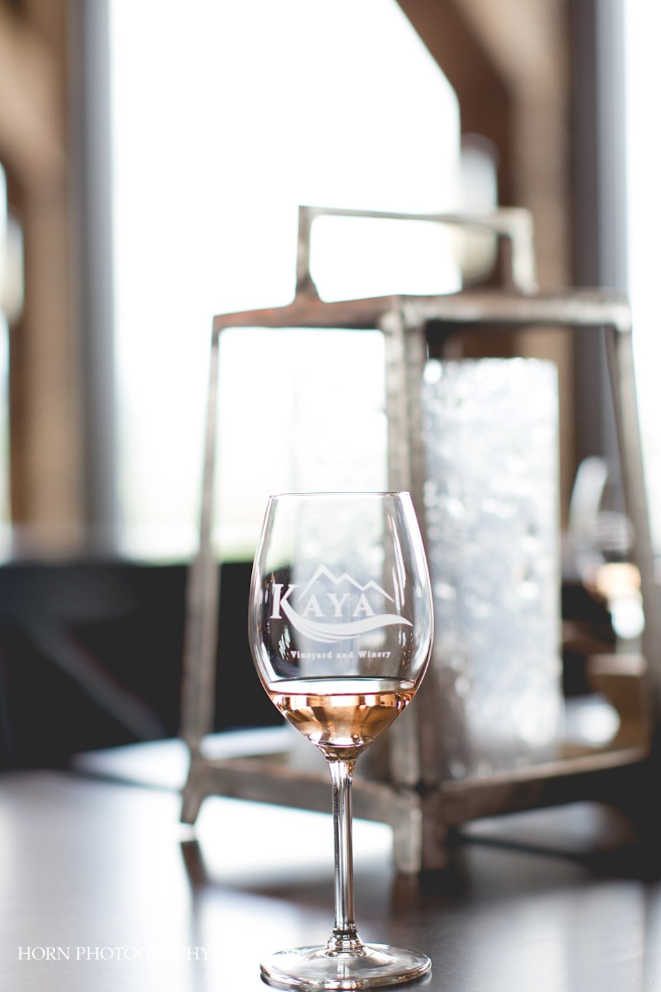 Kaya Vineyard Winery Wine glass tasting room