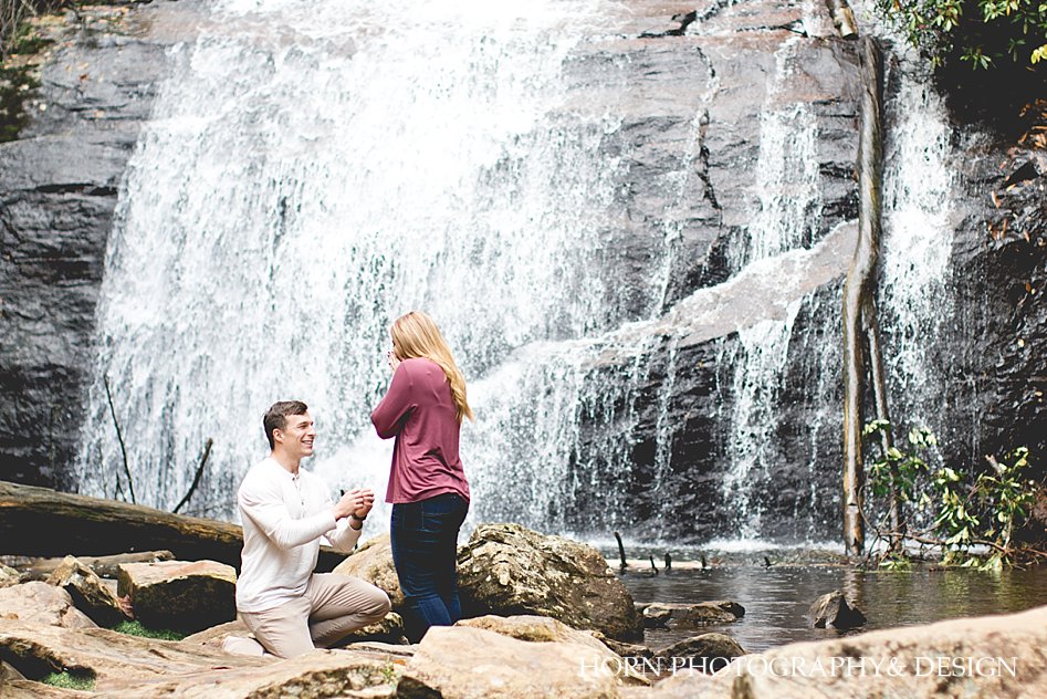 waterfall surprise proposal north Georgia weddings, engagement photographer