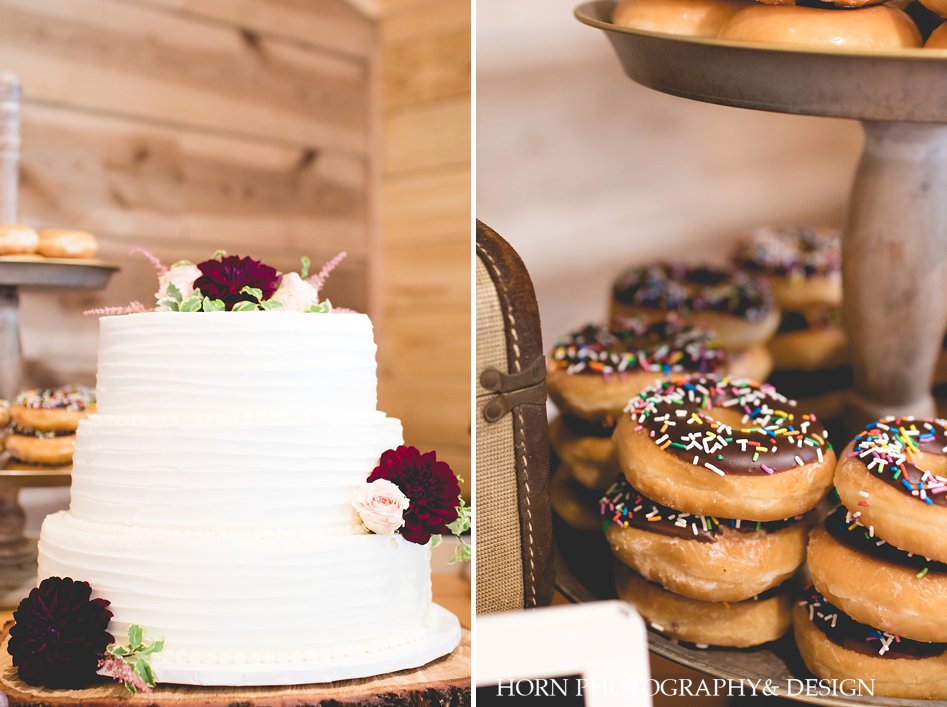 cake and donut bar at willow creek farm by horn photography and design Atlanta photography team