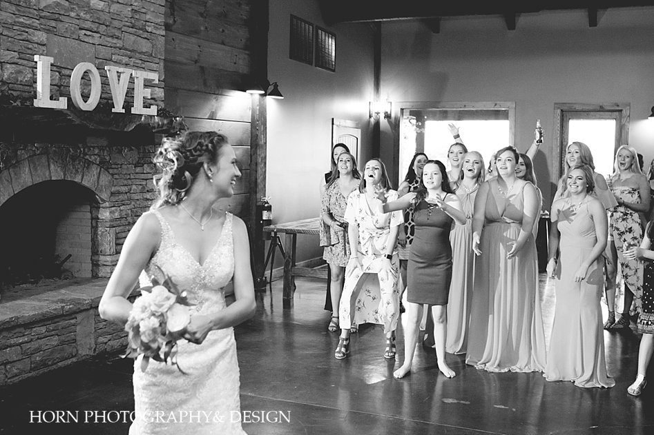 black and white bouquet toss horn photography and design