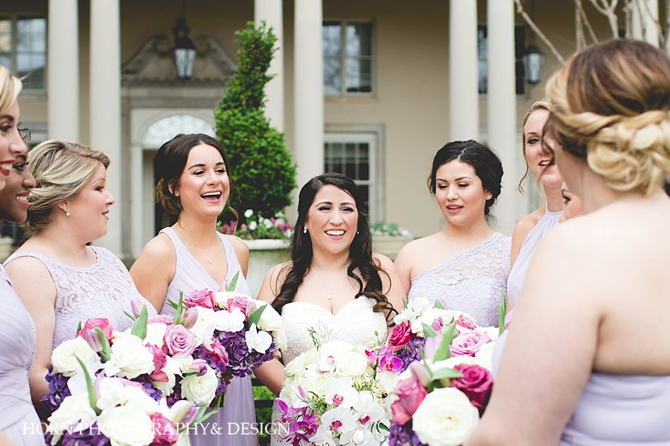 Bridal party with bride in front of the Biltmore ballrooms Atlanta horn photography and design