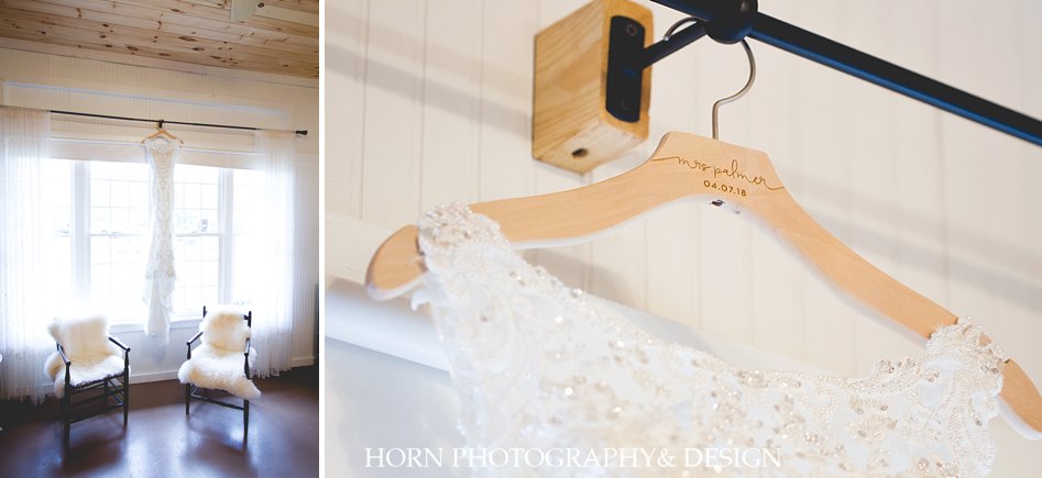 willow creek farm bridal suite wedding dress hanging from wall