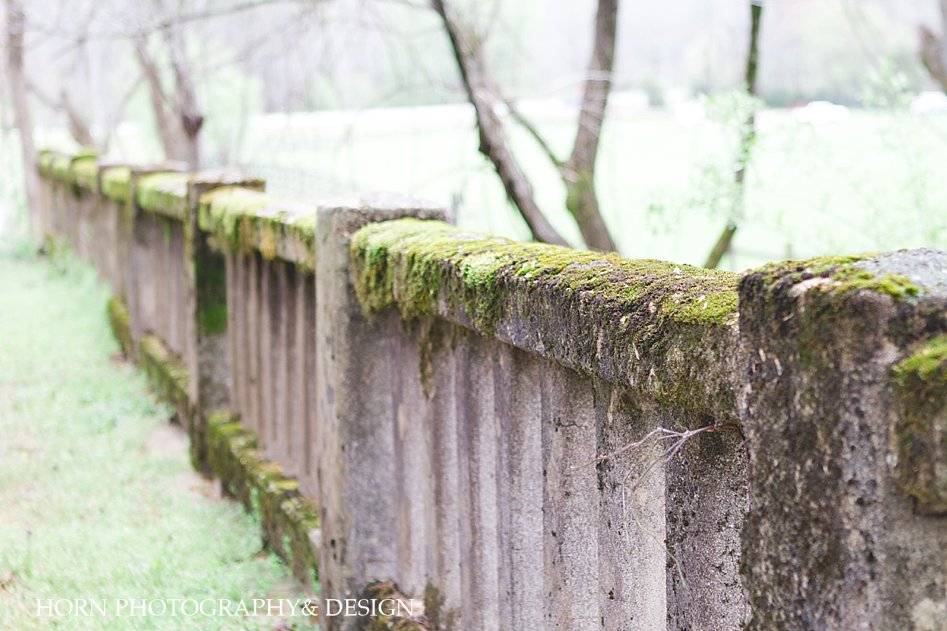 WILLOW CREEK FARM bridge with moss on railing