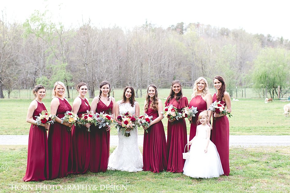 bride and bridesmaids at willow creek farm North Georgia mountains horn photography and design wedding photographers