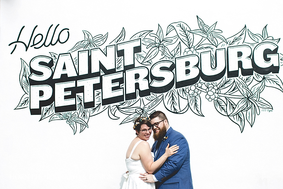 hello saint petersburg wall mural with bride and groom