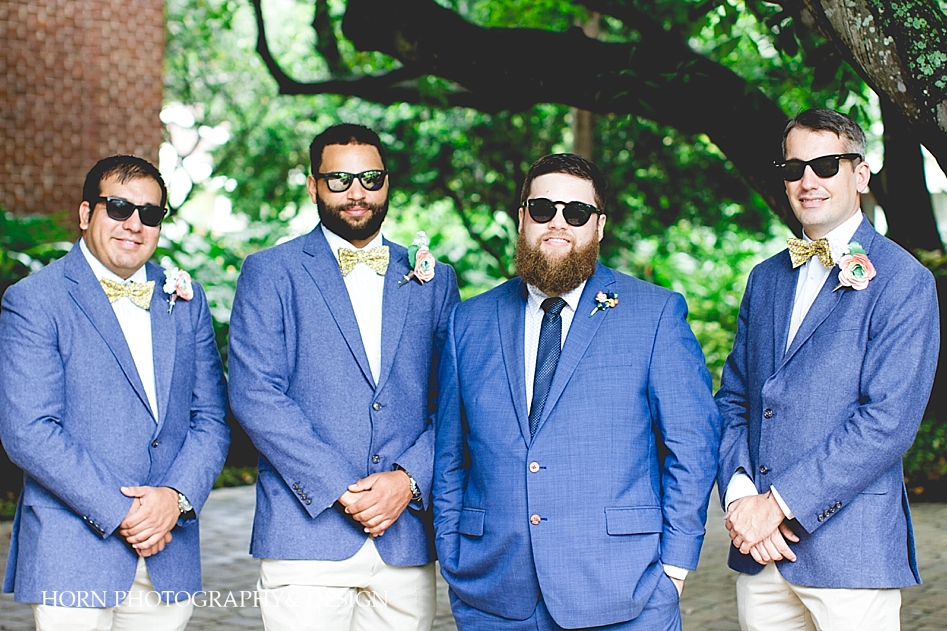 blue suits on groomsmen hipster wedding 