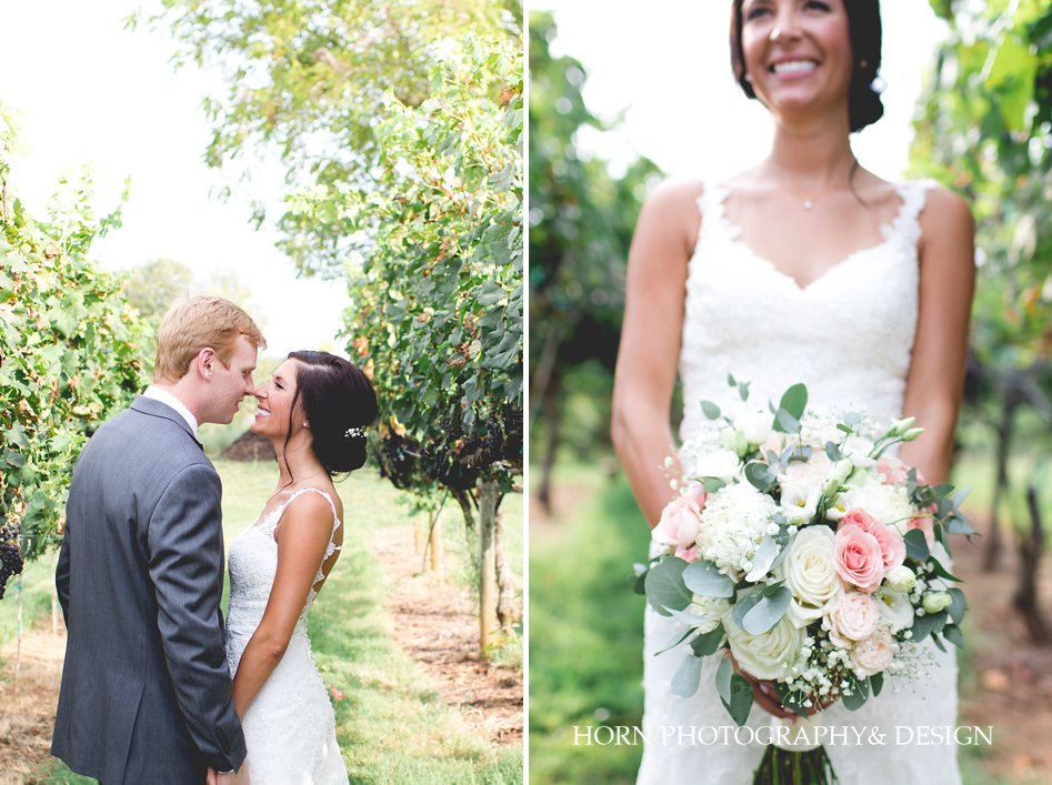 first look in the vines with florals by Artistic Florist in Cleveland GA Kaya Vineyard & Winery Wedding