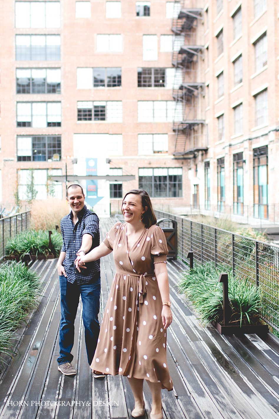 laughing couple in Atlanta engagement photography session