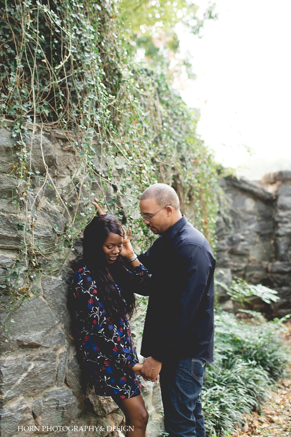 two year anniversary shoot with African American Couple in Atlanta Georgia Piedmont park engagement shoot 