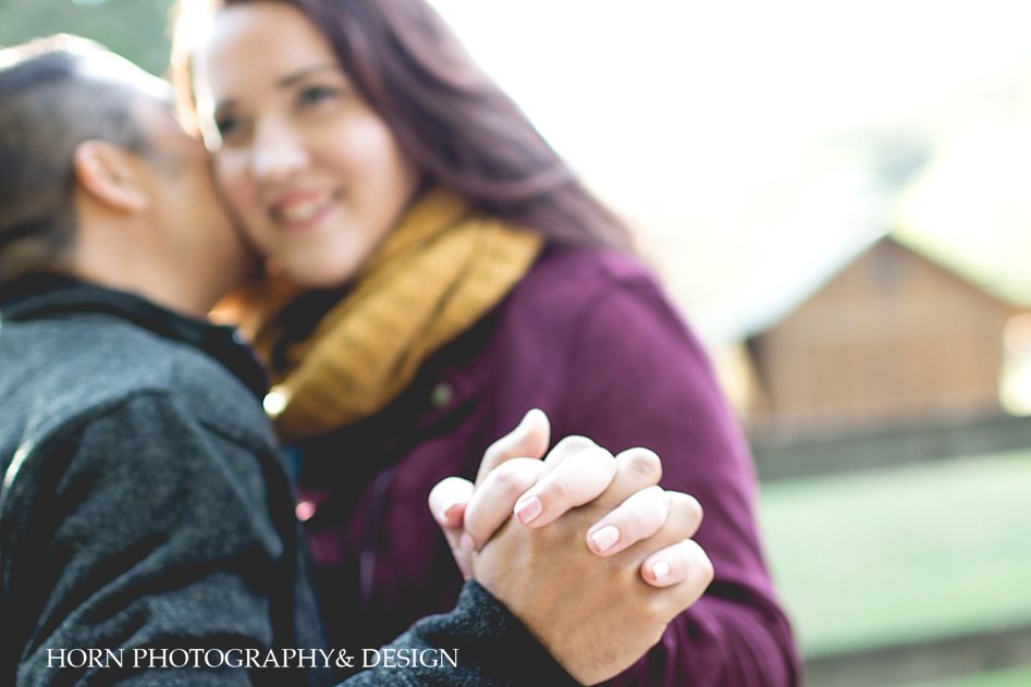 Fall Engagement Session couple holds hands