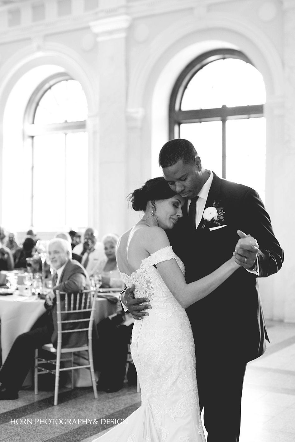 Husband and wife first dance Historic Dekalb Courthouse Wedding Black couple Atlanta Wedding Photographer Horn Photography and Design