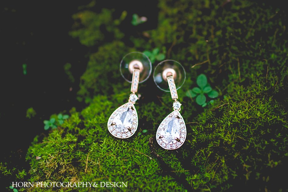bridal jewelry earrings diamonds Ruins at Kellum Valley Farm Wedding  Husband wife photography team dahlonega Georgia 
