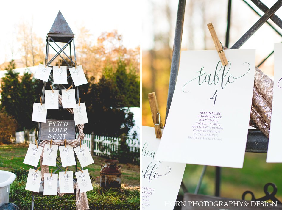 table seating chart Ruins at Kellum Valley Farm Wedding Horn Photography and Design