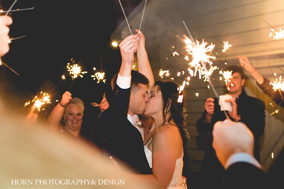 Sparkler grand exit Ruins at Kellum Valley Farm Wedding Horn Photography and Design