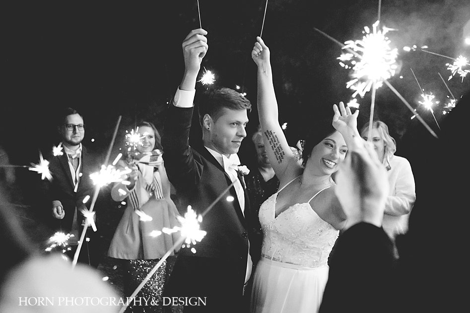 Sparkler grand exit Ruins at Kellum Valley Farms Wedding Horn Photography and Design