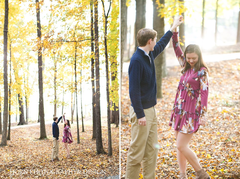 fall leaves Roswell Engagement Session City Hall Horn Photography and Design Atlanta wedding photographers