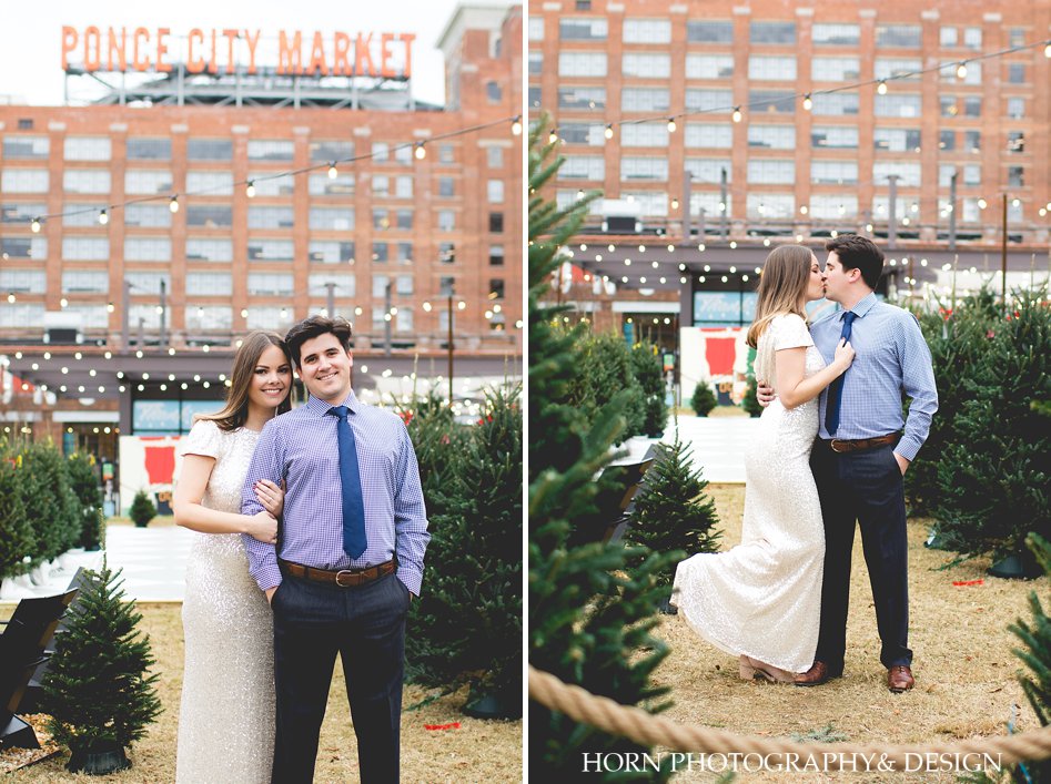 Christmas at Ponce City Engagement session Horn Photography and Design Atlanta Wedding photographer outside entrance