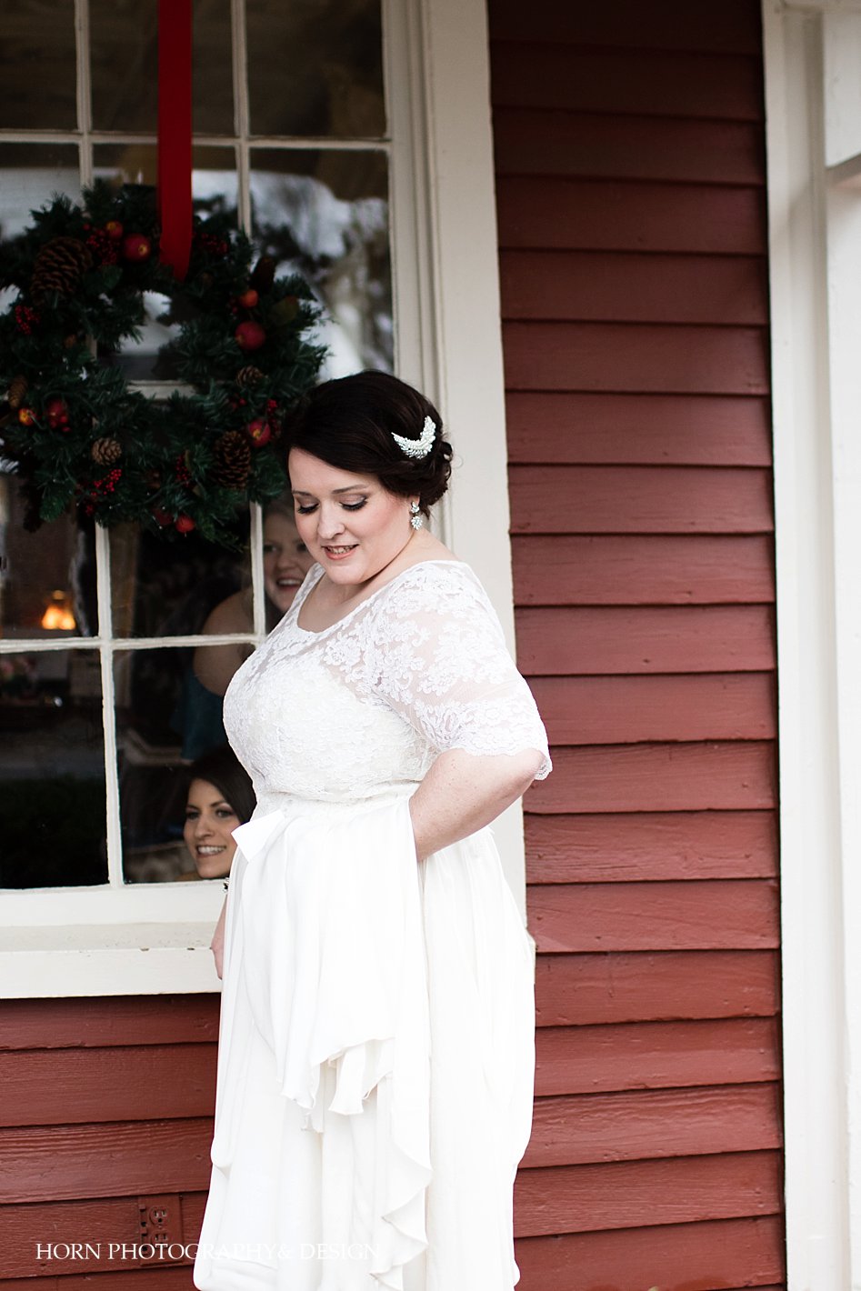bride at Dahlonega Square hotel before first look