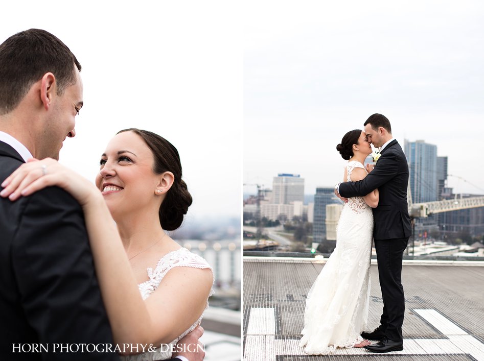 Ventanas Wedding reception horn photography and design Atlanta skyline husband wife wedding photographers