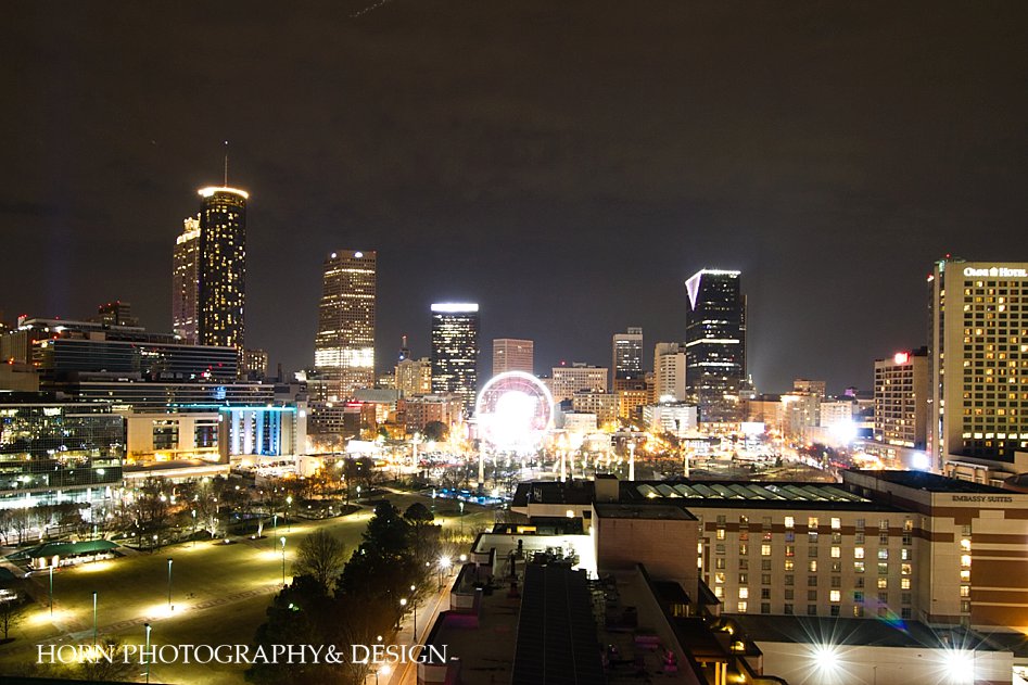 Atlanta night skyline centennial park Ferris wheel 