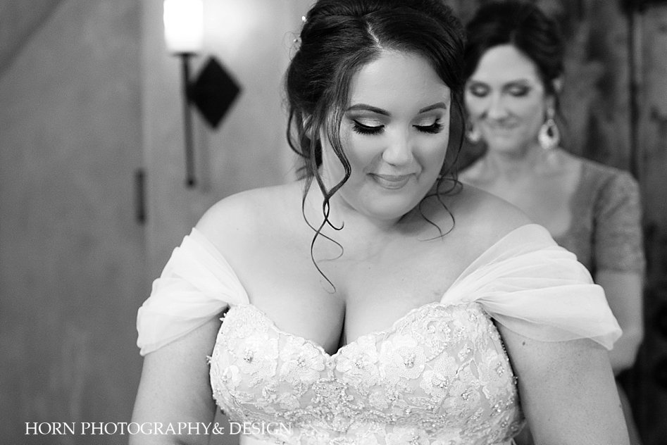 black and white bride mother of bride get ready photo sweetheart neckline wedding dress North Georgia horn photography and design
