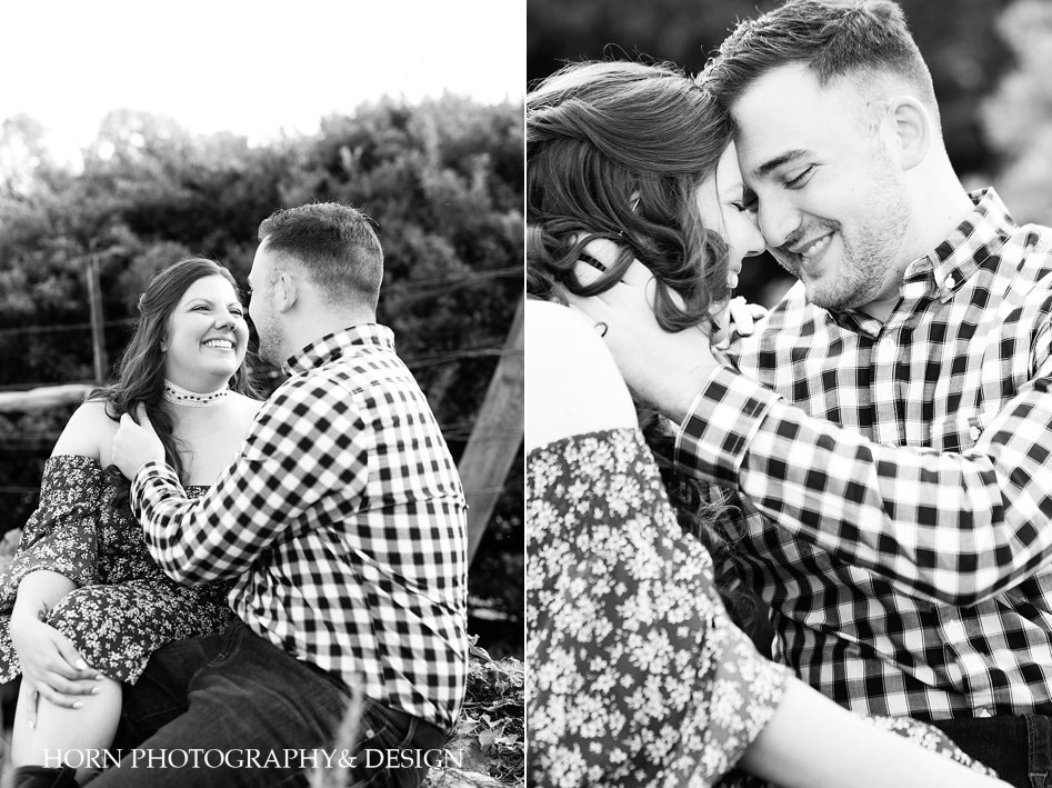 black and white engagement photo pose ideas loose half up hair style off shoulder dress with choker outfit forehead touching pose horn photography and design