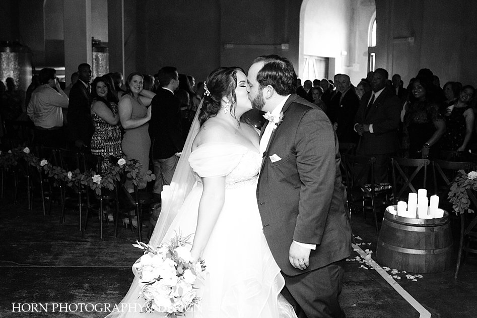 black and white husband and wife bride and groom blissful kiss June Dahlonega Georgia wedding horn photography and design