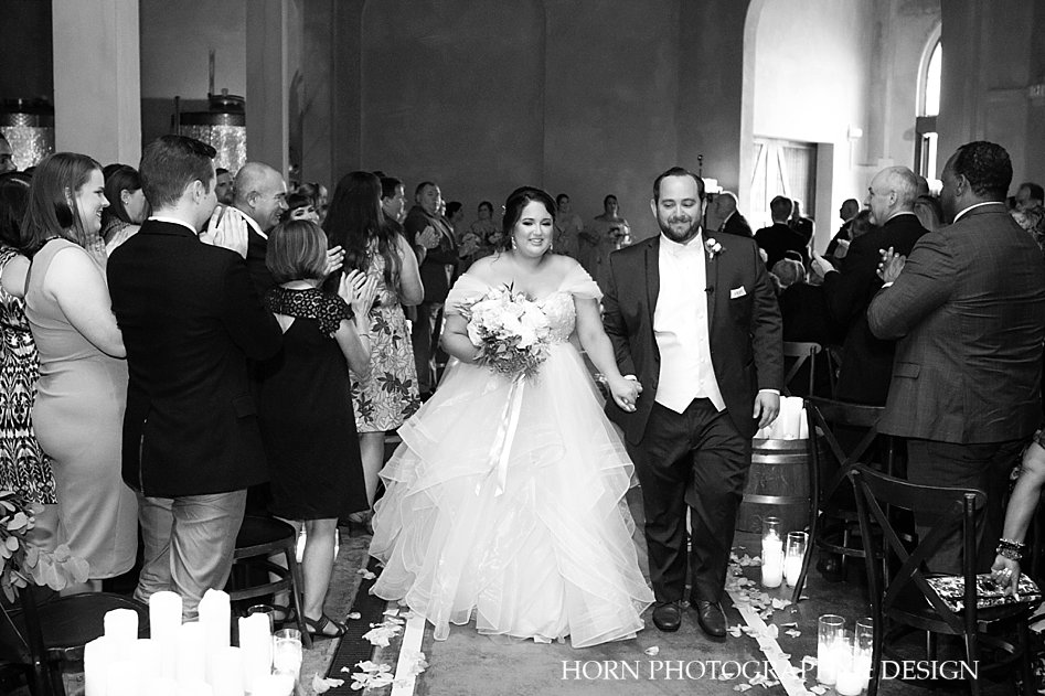 black and white walk down the aisle as husband and wife photo Dahlonega Georgia horn photography and design