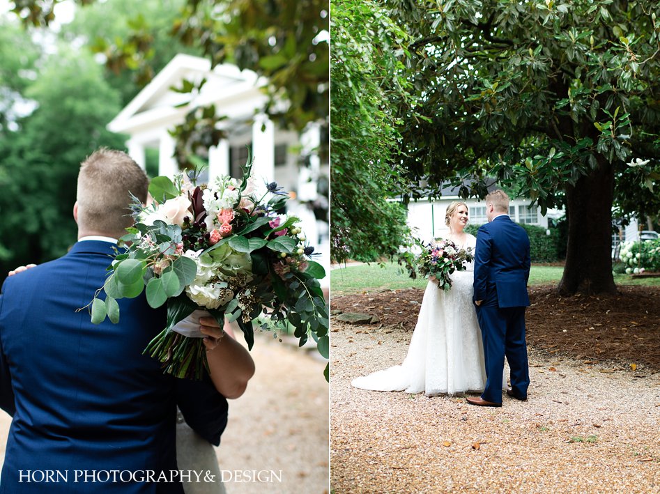 Bridal bouquet photo Naylor Hall Roswell GA first look pose ideas horn photography and design