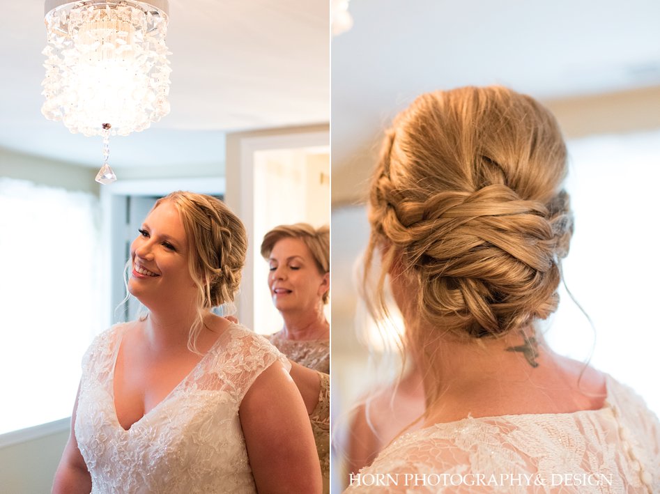 bridal getting ready photos loose curls and braid updo horn photography and design