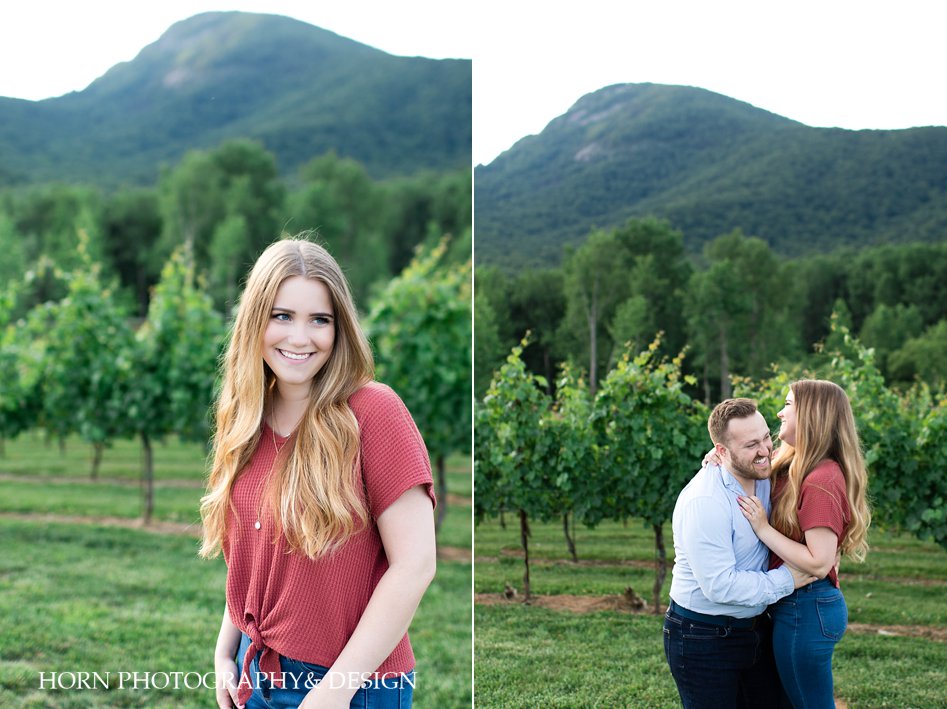 engaged couples photography outfit ideas poses Yonah Mountain Vineyard North Georgia horn photography and design