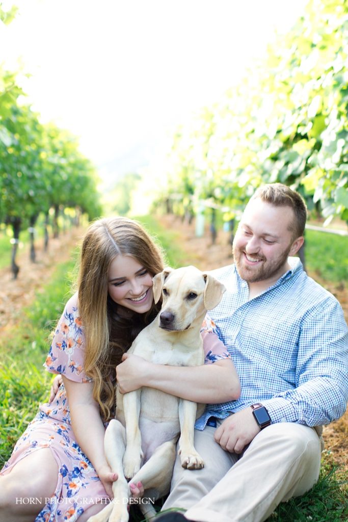 puppy love spring engagement photo session outfit ideas Yonah Mountain Vineyard North GA  horn photography and design