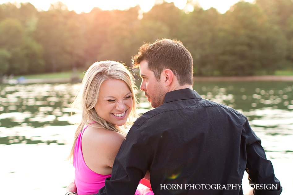 she said yes engagement photo carefree laughing engagement session on Lake Lanier North Georgia horn photography and design